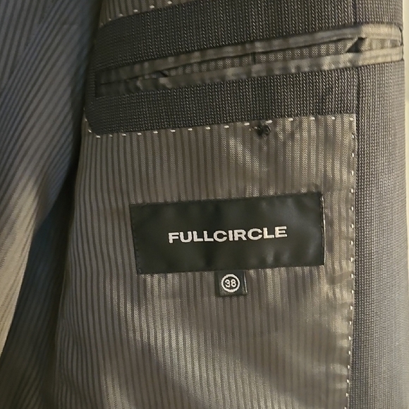 Full circle Mens Gray Wool blend Tuxedo Blazer (38) Pants (30) double breasted - Picture 2 of 9